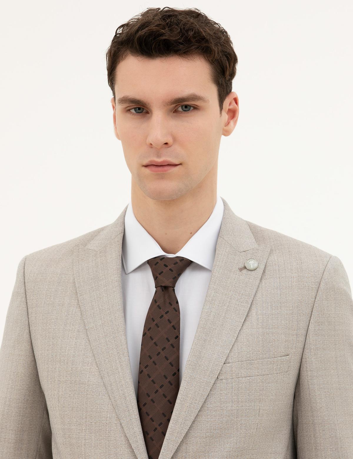 Bej Ex. Slim Fit Yün Takım Elbise - 50285280044