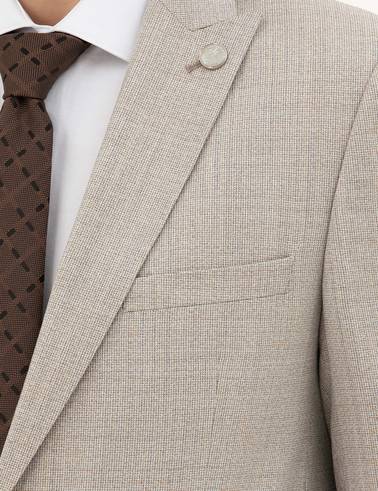 Bej Extra Slim Fit Yün Takım Elbise