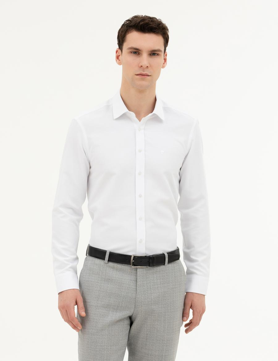 Beyaz Slim Fit Uzun Kollu Gömlek