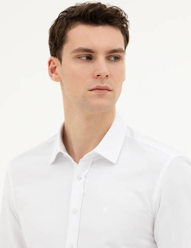 Beyaz Slim Fit Uzun Kollu Gömlek
