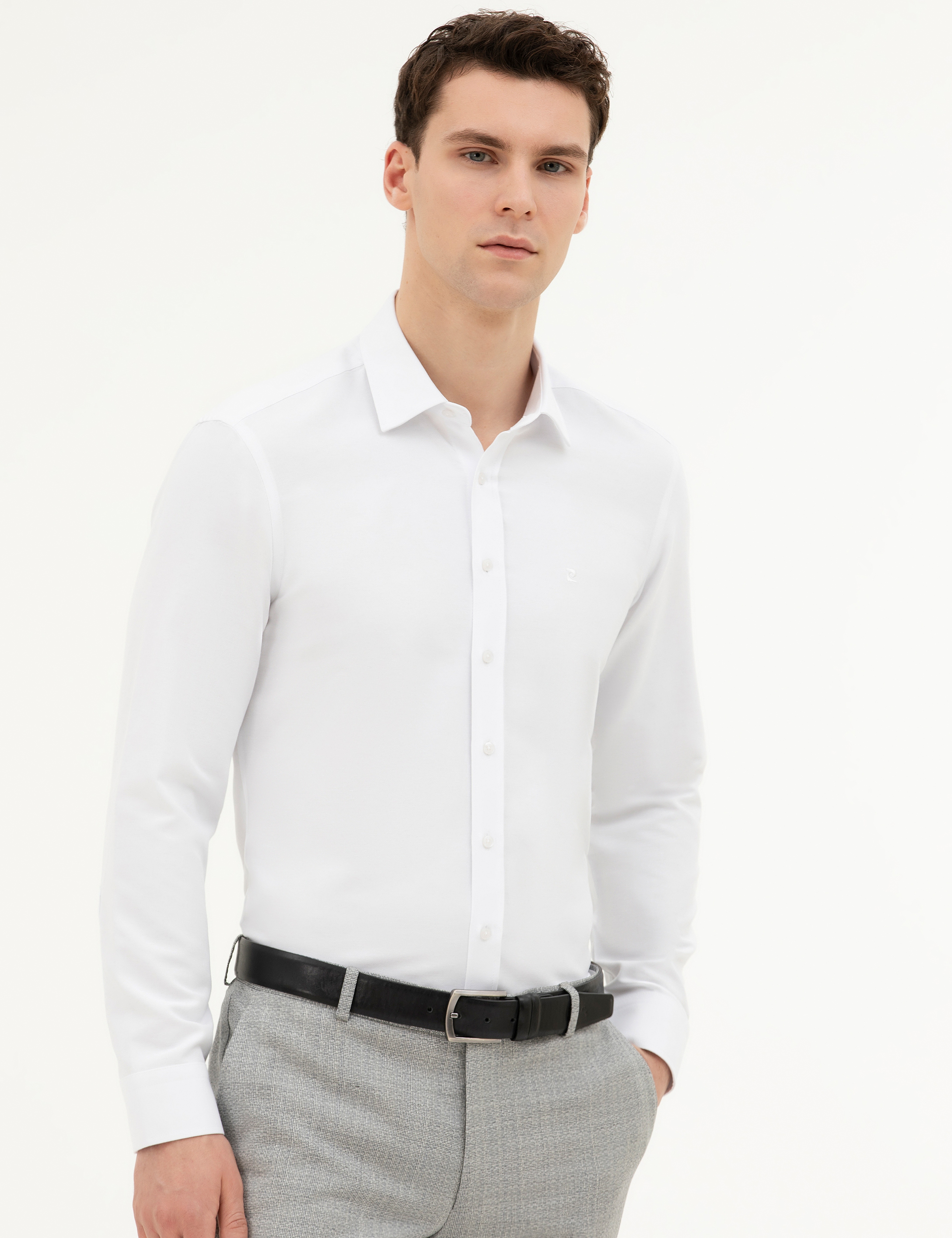 Beyaz Slim Fit Uzun Kollu Gömlek - Image 3