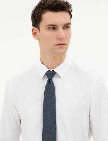Beyaz Slim Fit Uzun Kollu Basic Gömlek