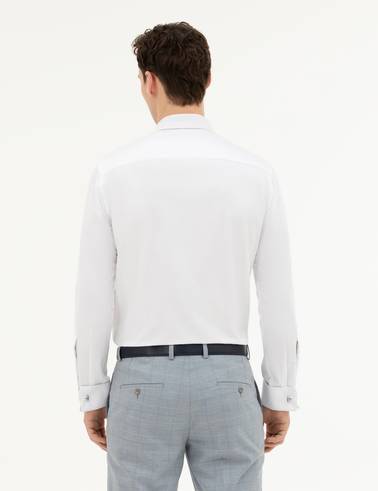 Beyaz Slim Fit Uzun Kollu Basic Gömlek