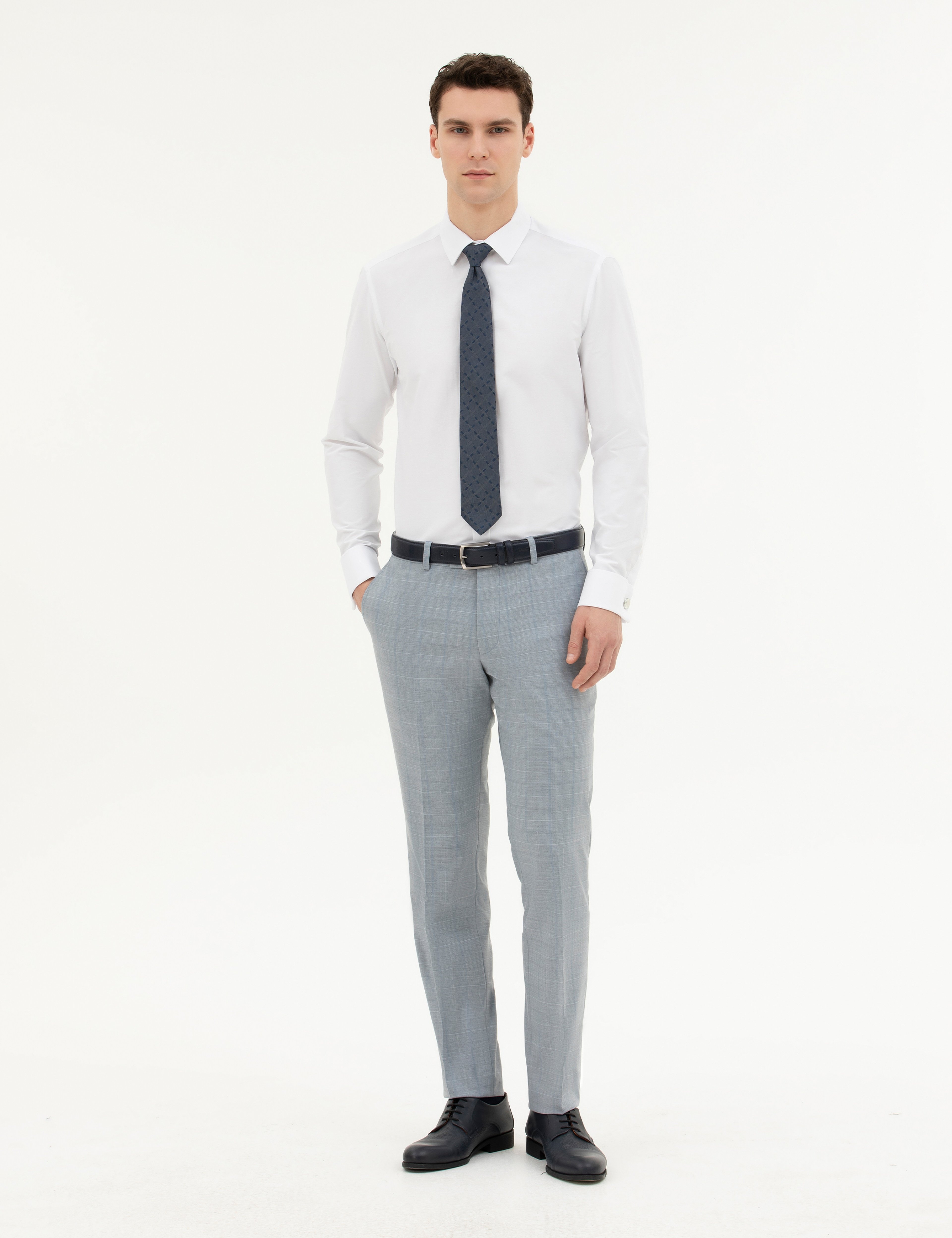 Beyaz Slim Fit Uzun Kollu Basic Gömlek - Image 4
