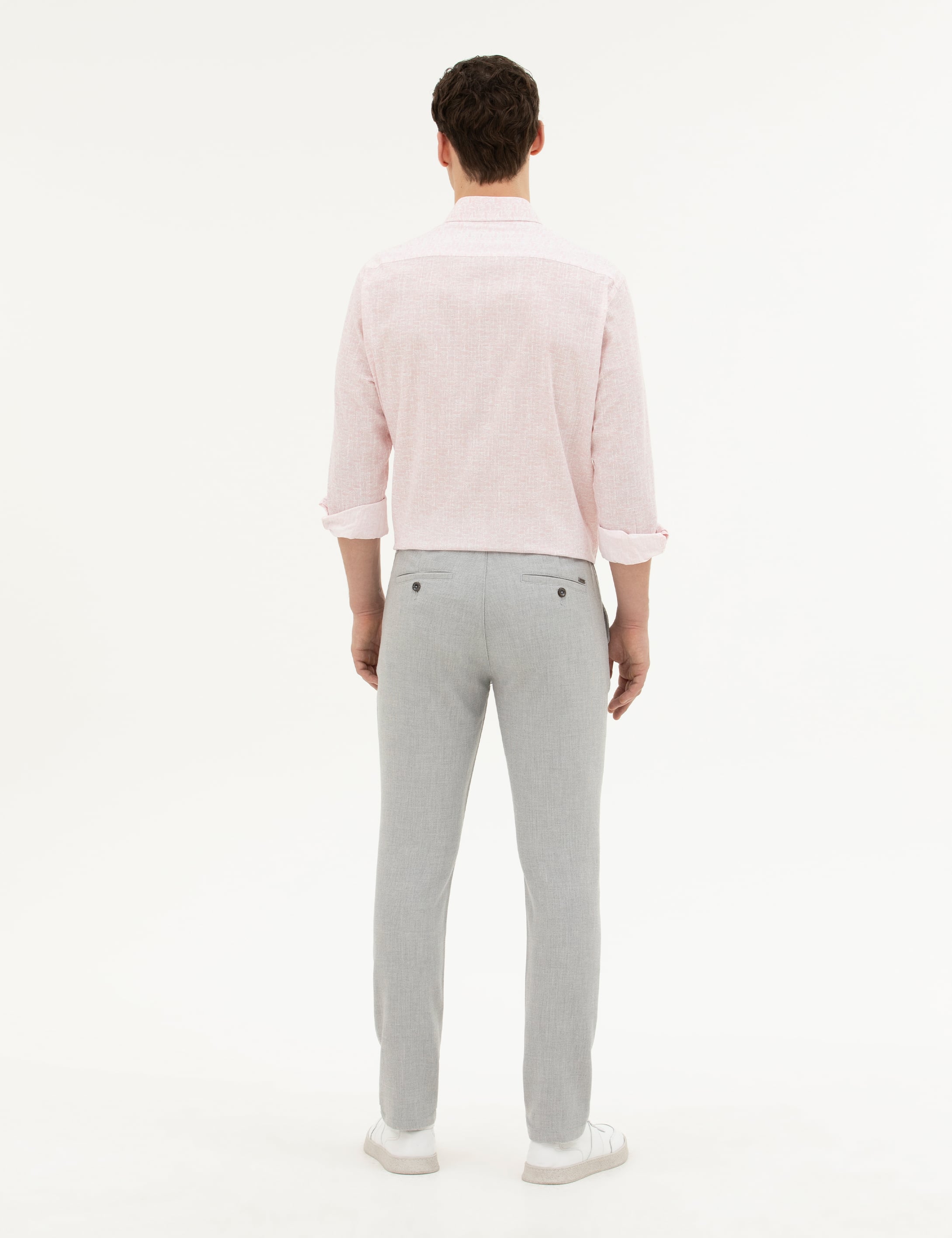 Gri Slim Fit Jogger Kanvas Pantolon