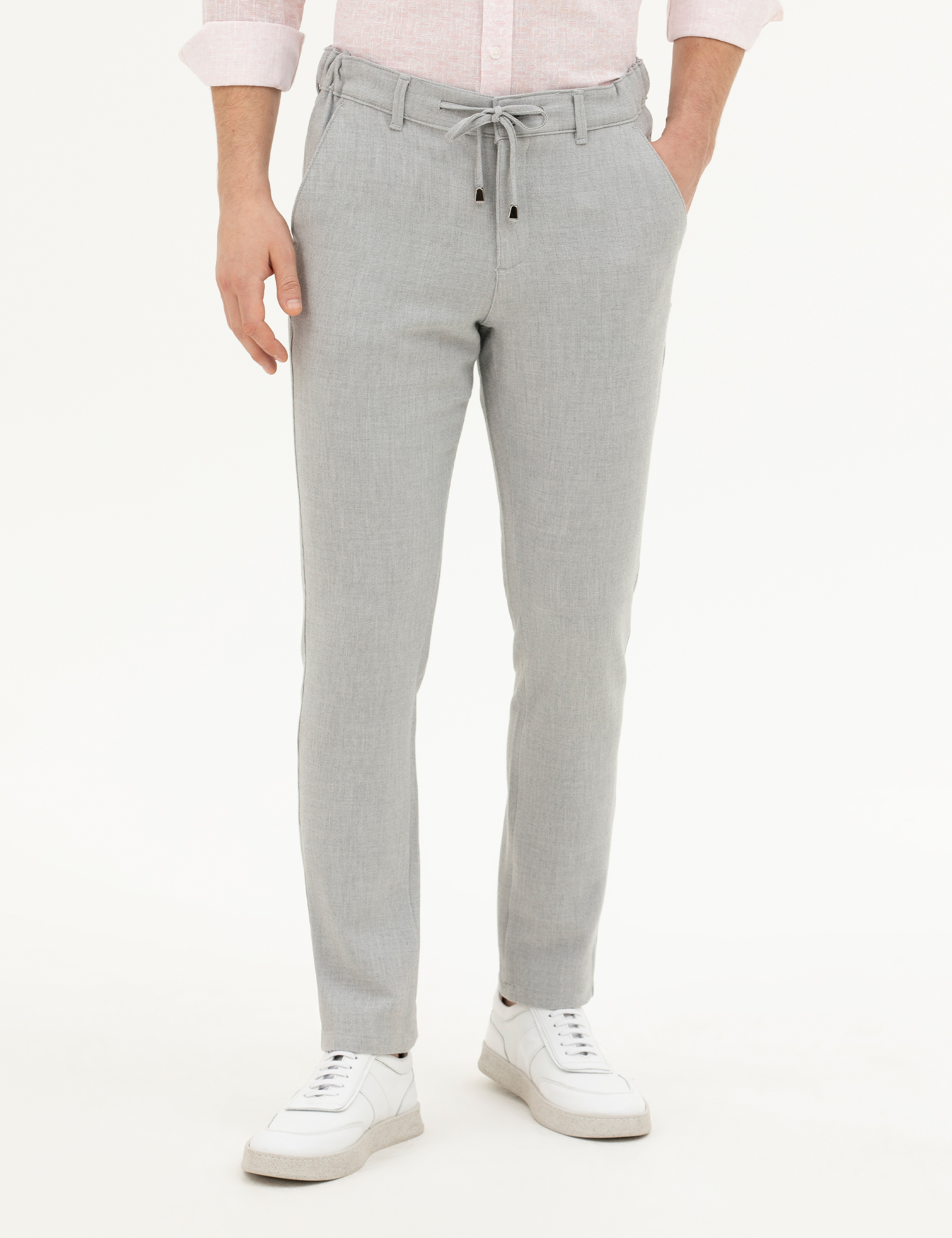 Gri Slim Fit Jogger Kanvas Pantolon