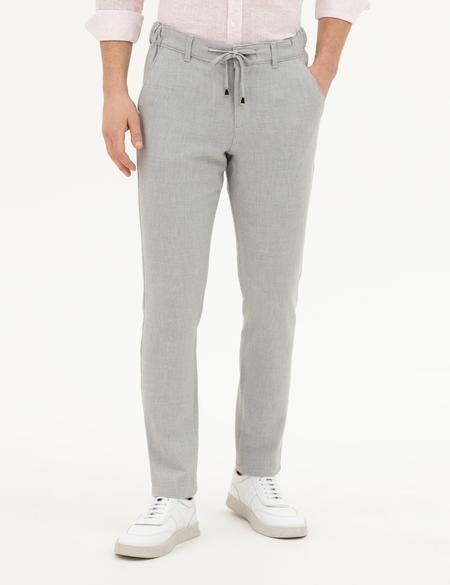 Gri Slim Fit Jogger Kanvas Pantolon - 50284271203