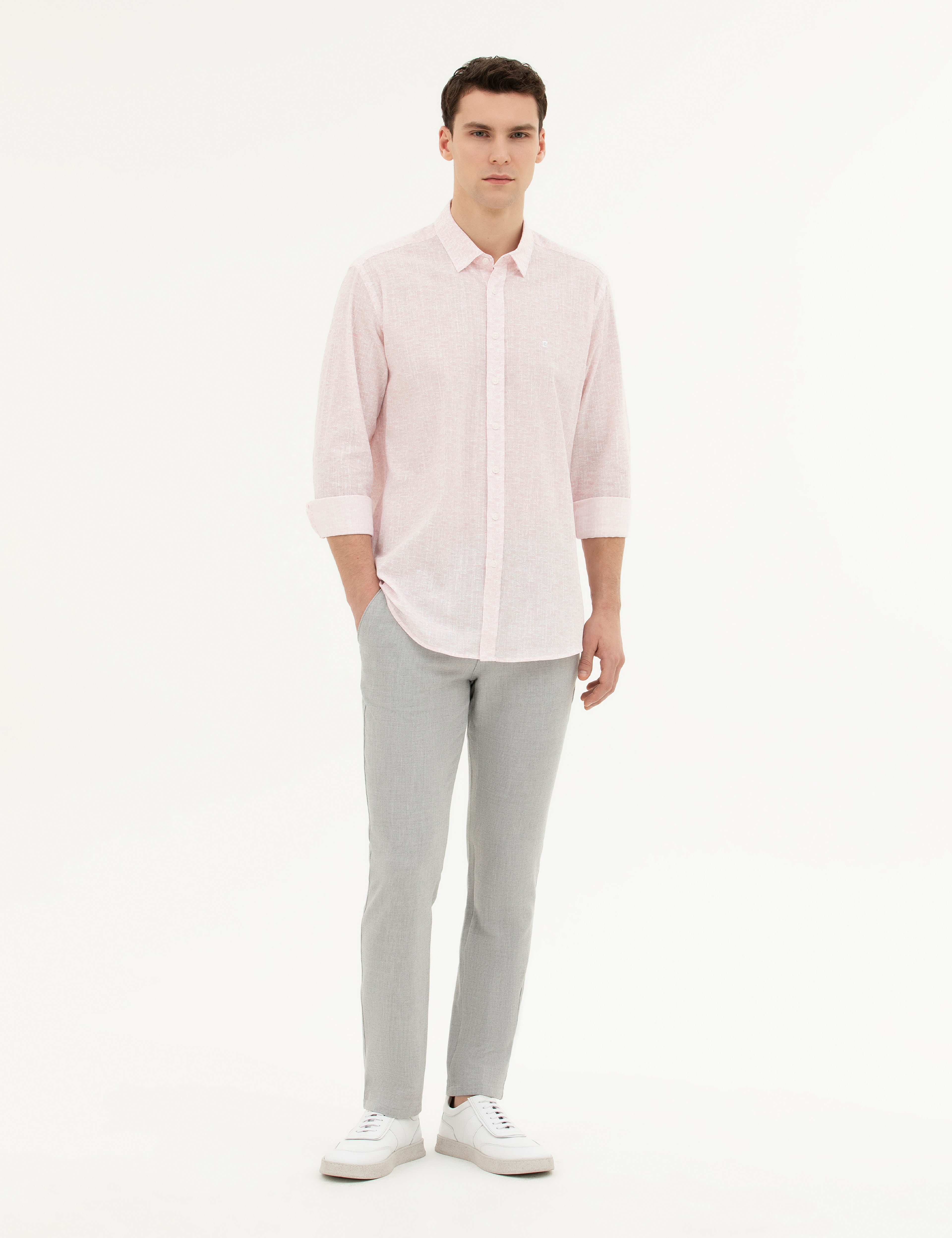 Gri Slim Fit Jogger Kanvas Pantolon - Image 1