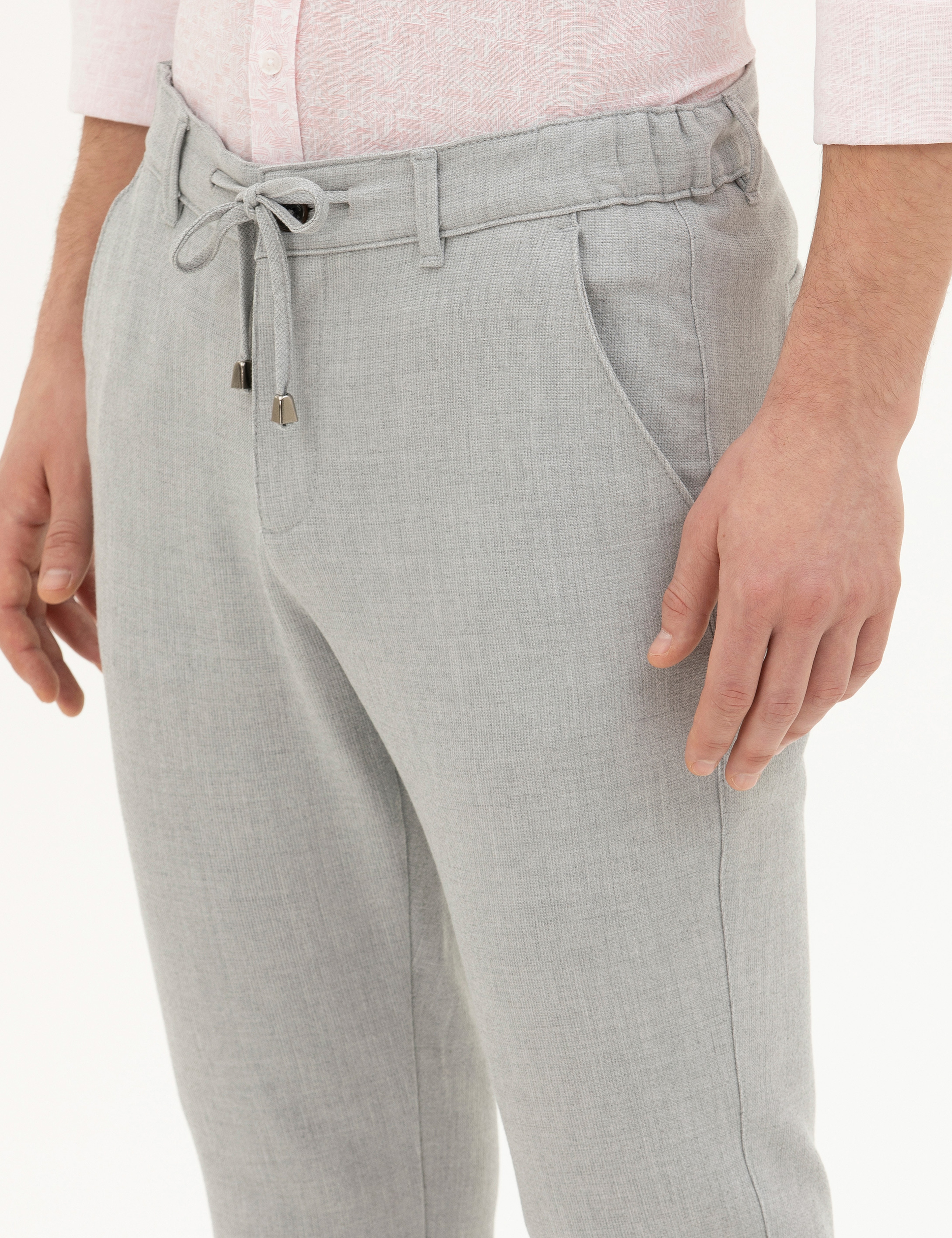 Gri Slim Fit Jogger Kanvas Pantolon - Image 6