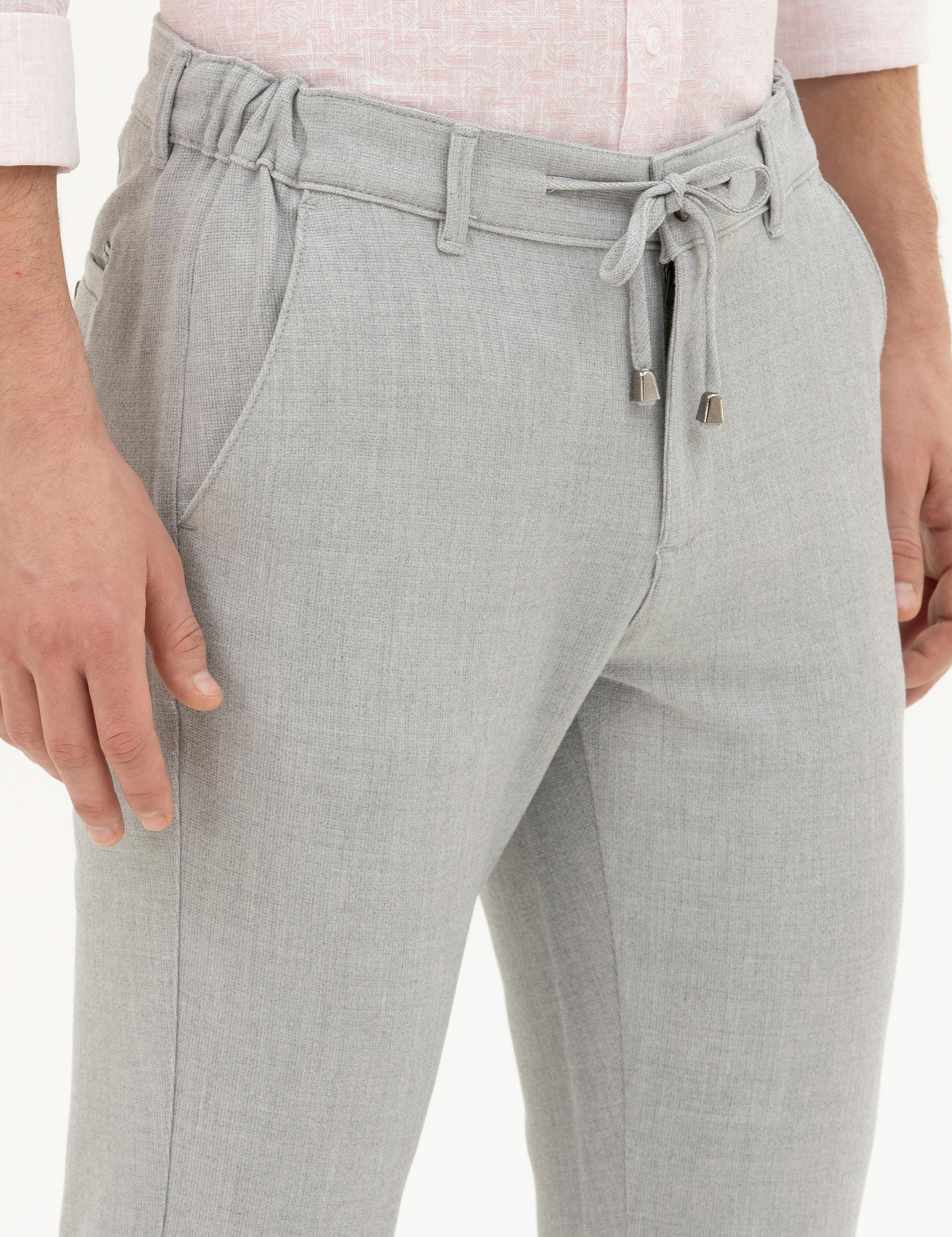 Gri Slim Fit Jogger Kanvas Pantolon