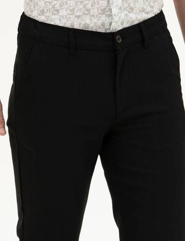 Siyah Slim Fit Kanvas Pantolon