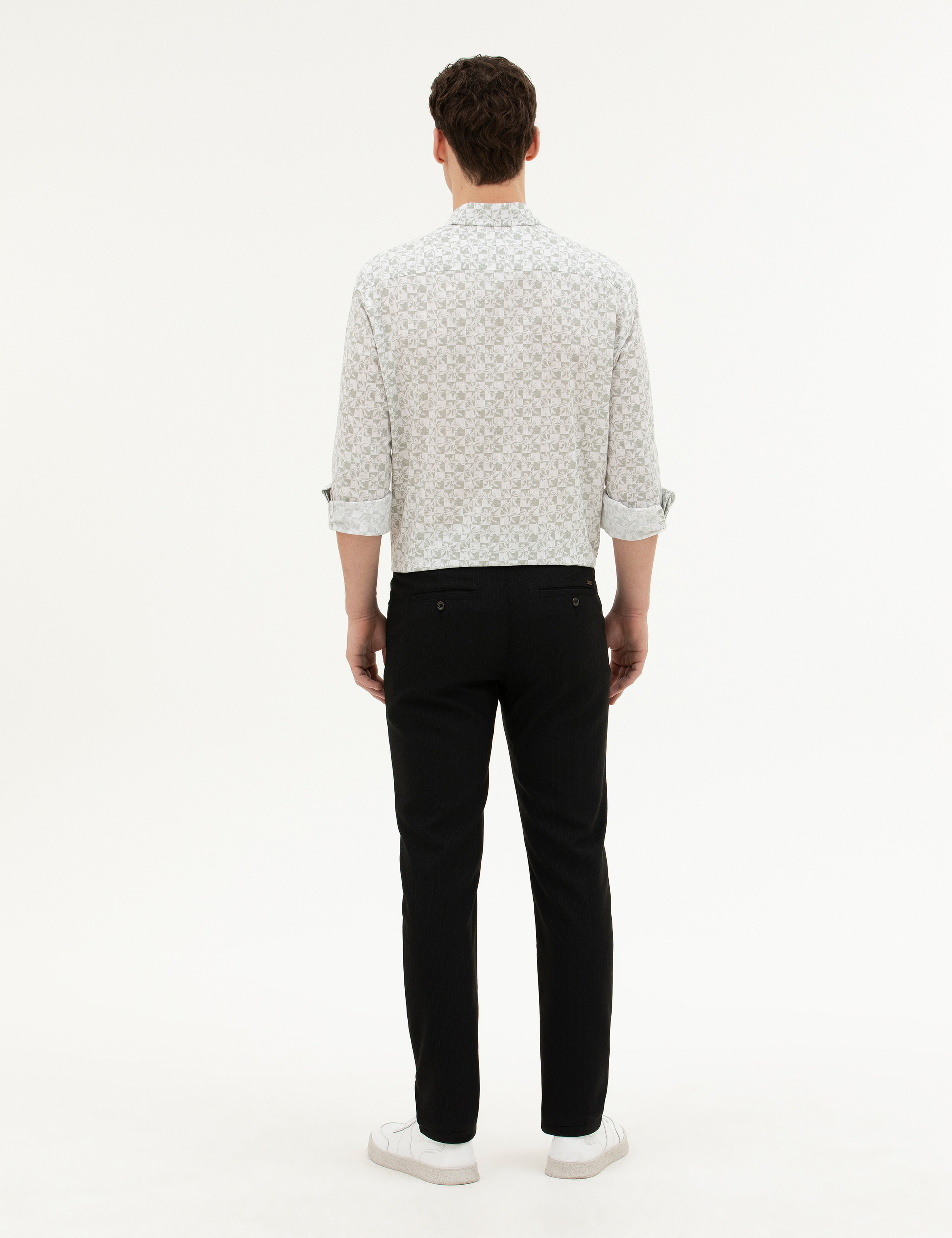 Siyah Slim Fit Kanvas Pantolon - Image 4