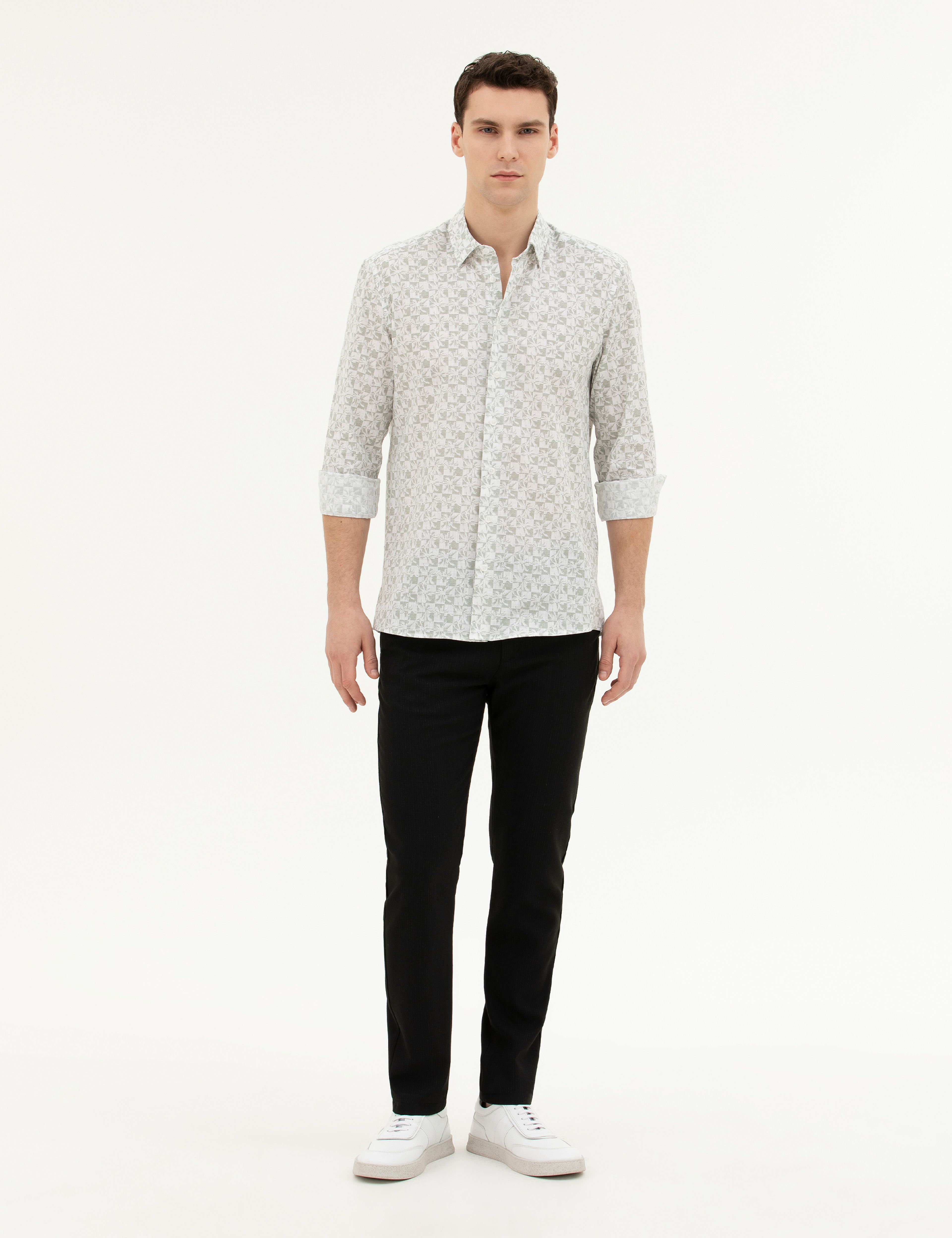 Siyah Slim Fit Kanvas Pantolon