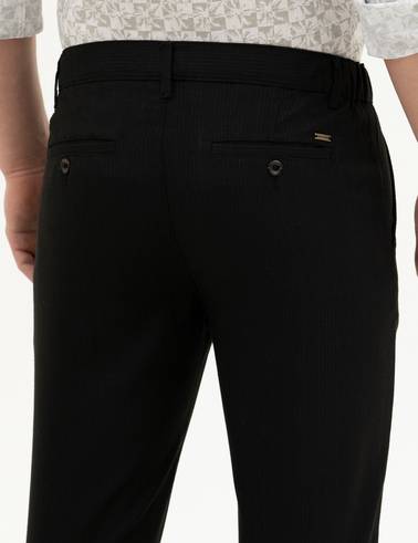 Siyah Slim Fit Kanvas Pantolon