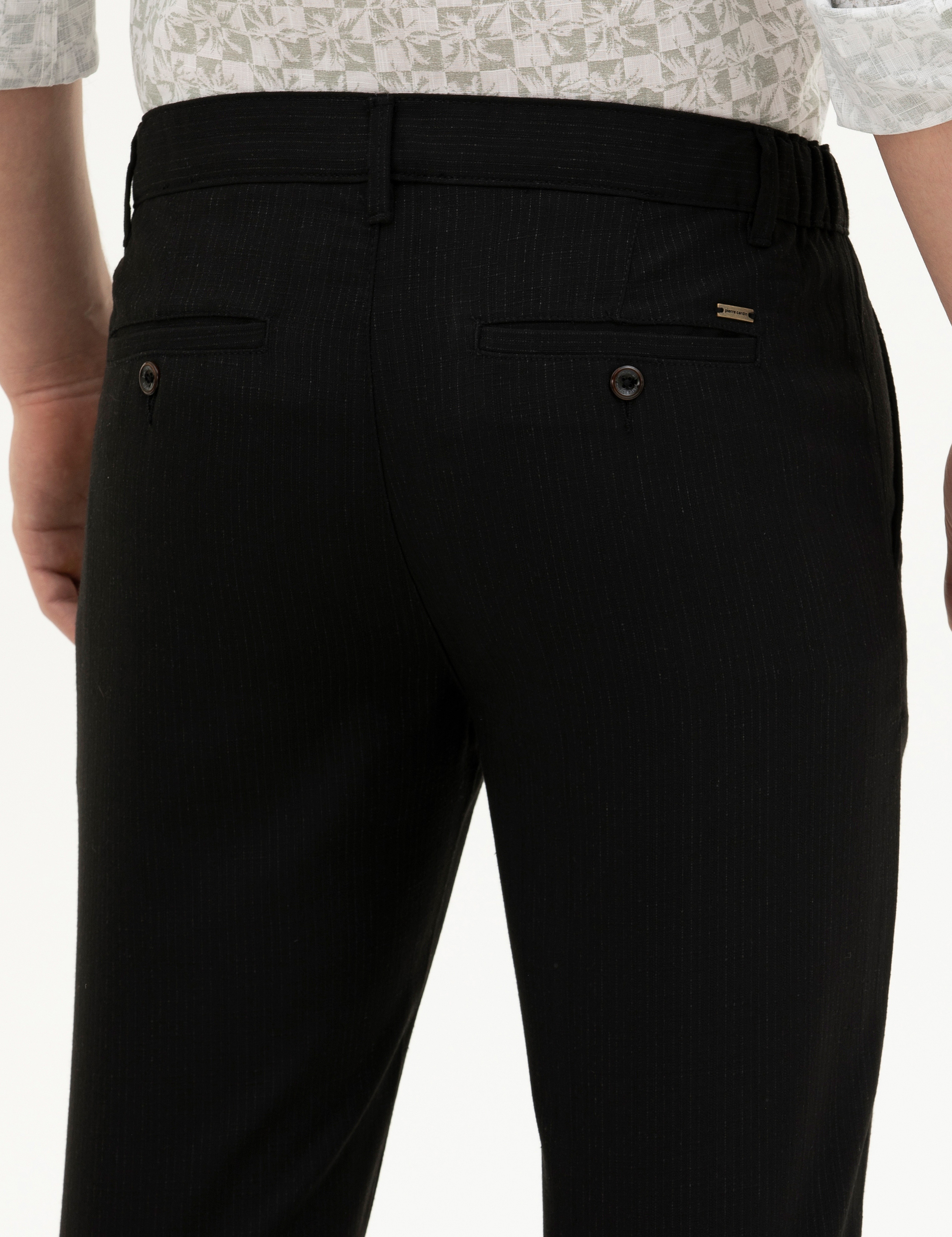 Siyah Slim Fit Kanvas Pantolon - Image 7