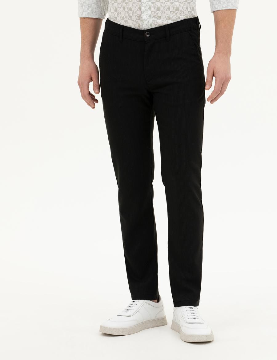 Siyah Slim Fit Kanvas Pantolon