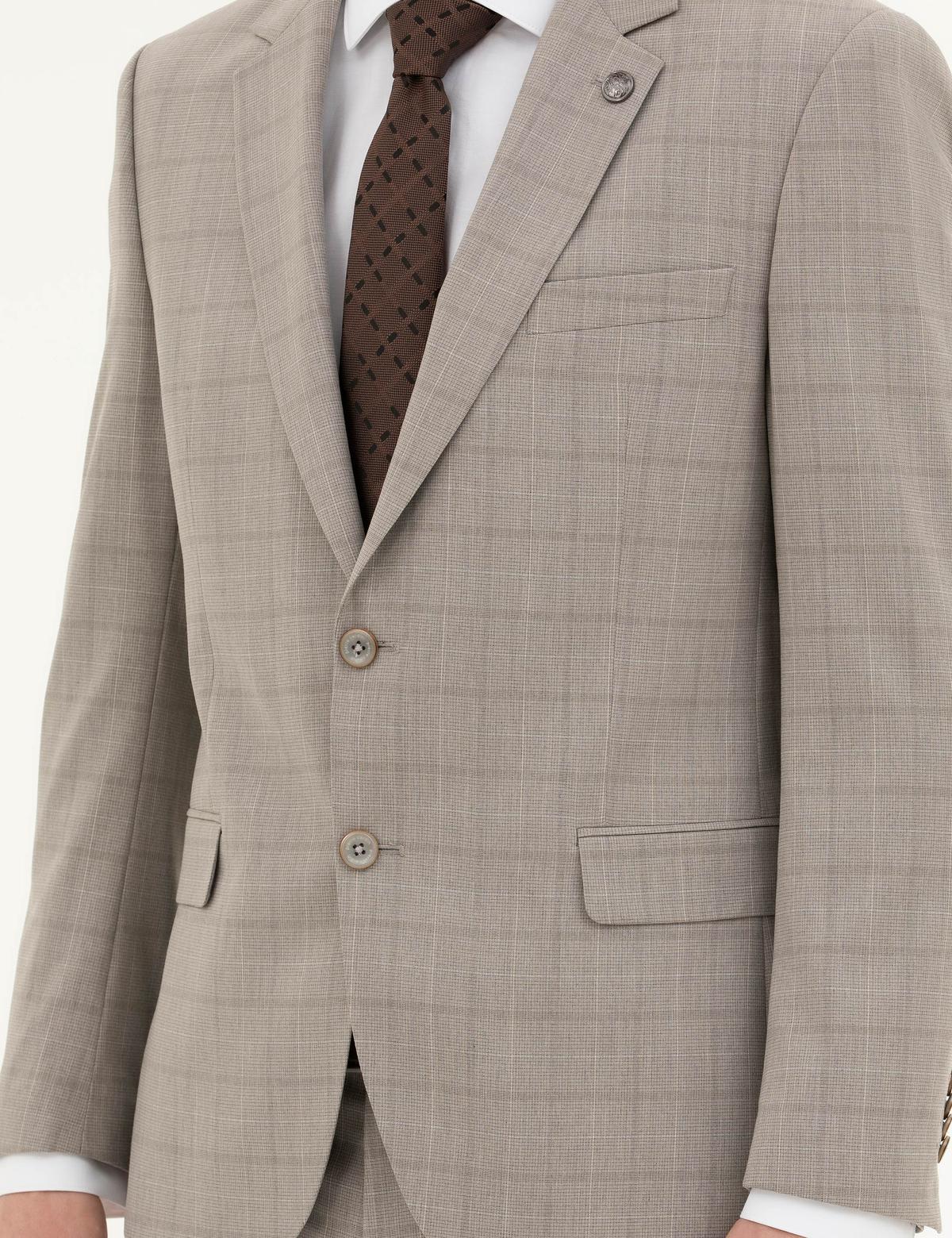 Açık Kahverengi Slim Fit Takım Elbise - 50285267005