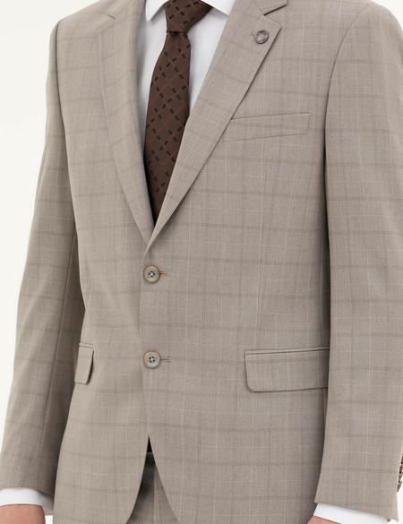 Açık Kahverengi Slim Fit Takım Elbise - 50285267005