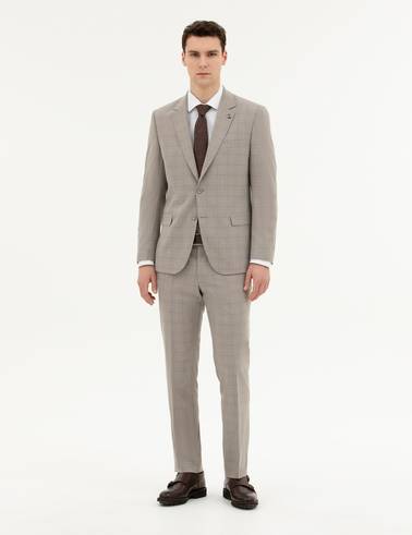 Açık Kahverengi Slim Fit Takım Elbise