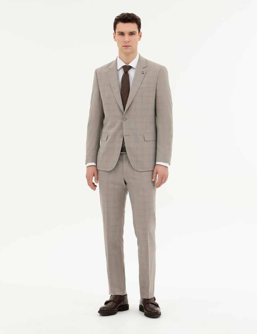 Açık Kahverengi Slim Fit Takım Elbise