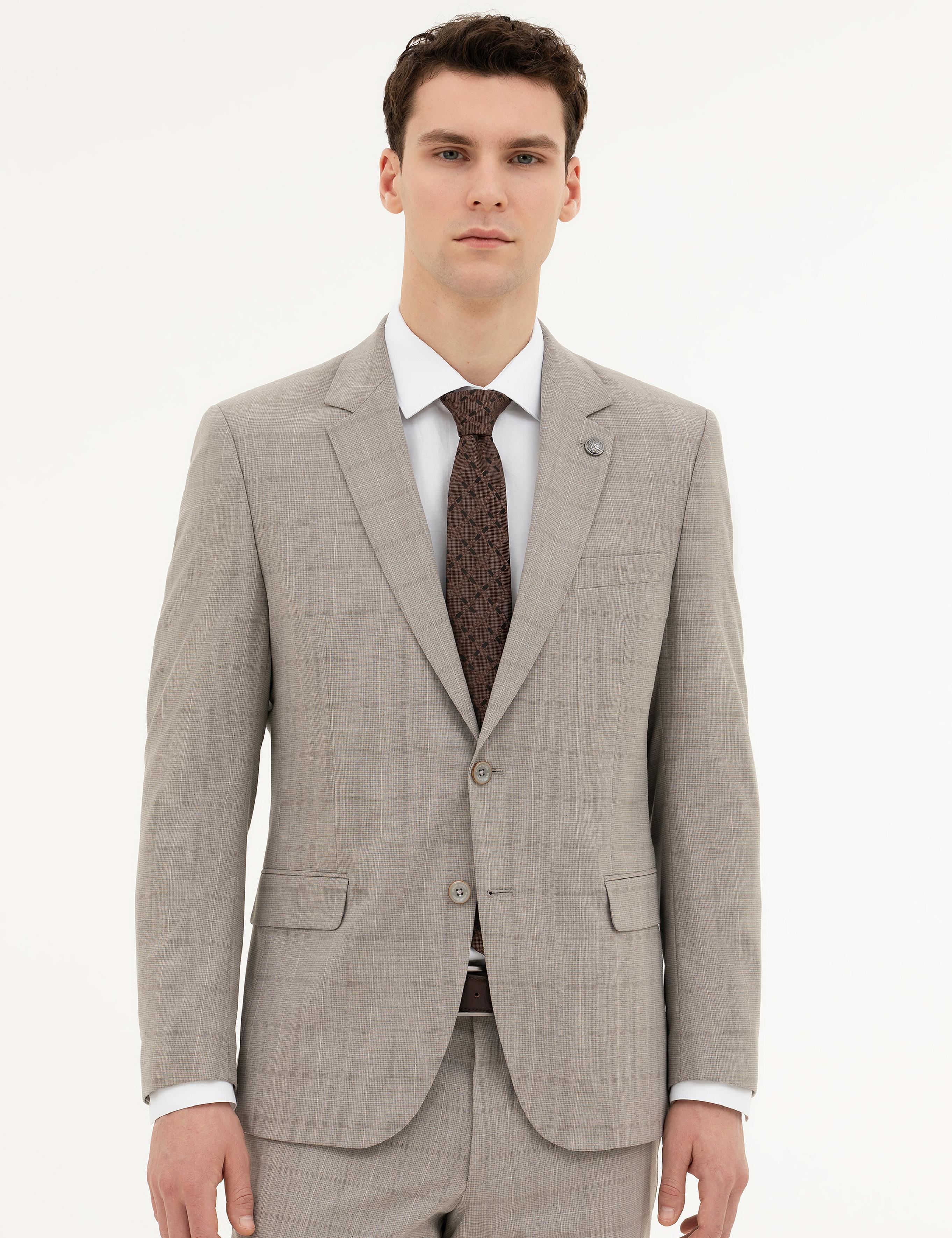 Açık Kahverengi Slim Fit Takım Elbise