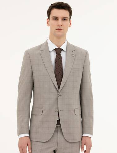 Açık Kahverengi Slim Fit Takım Elbise