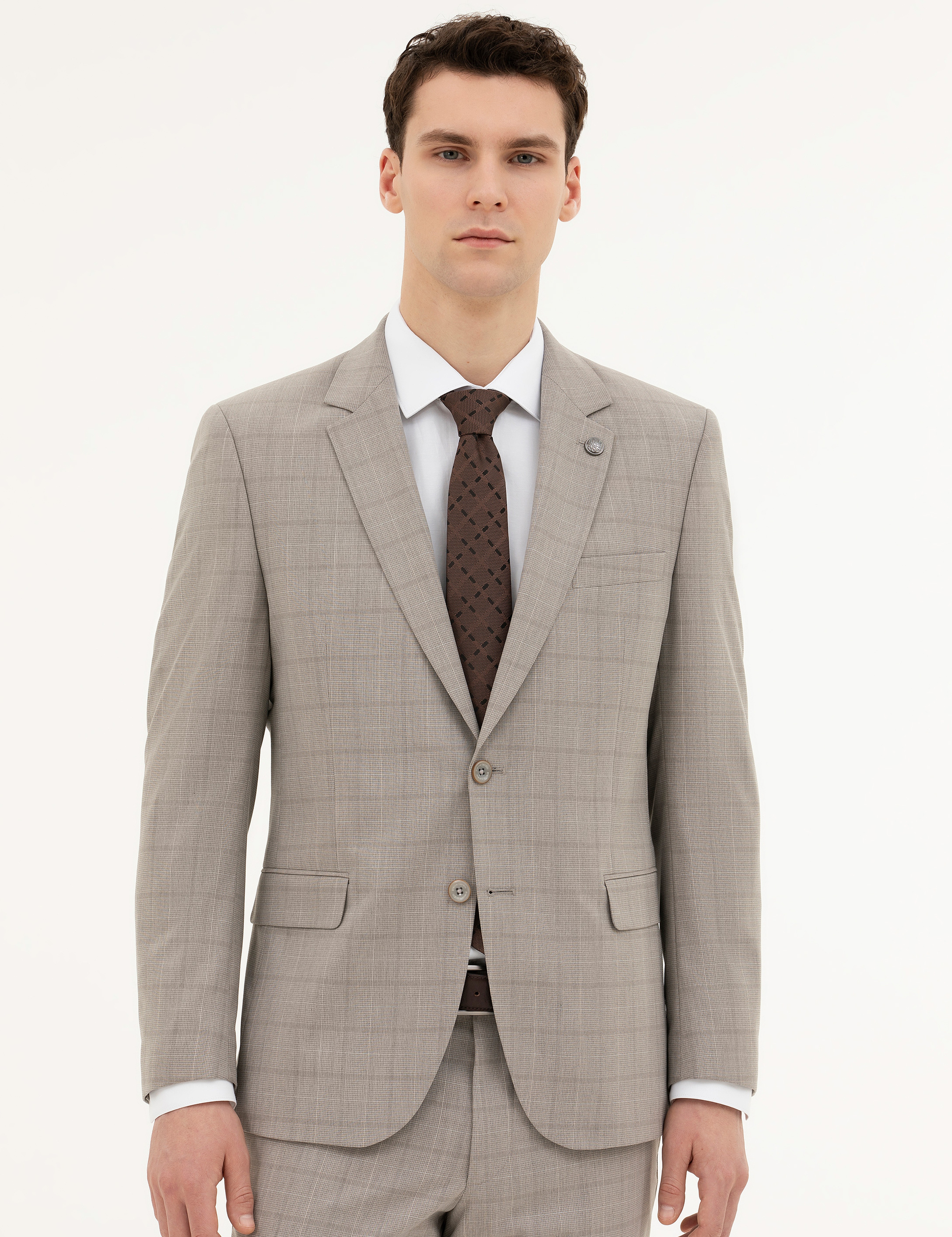 Açık Kahverengi Slim Fit Takım Elbise - Image 2