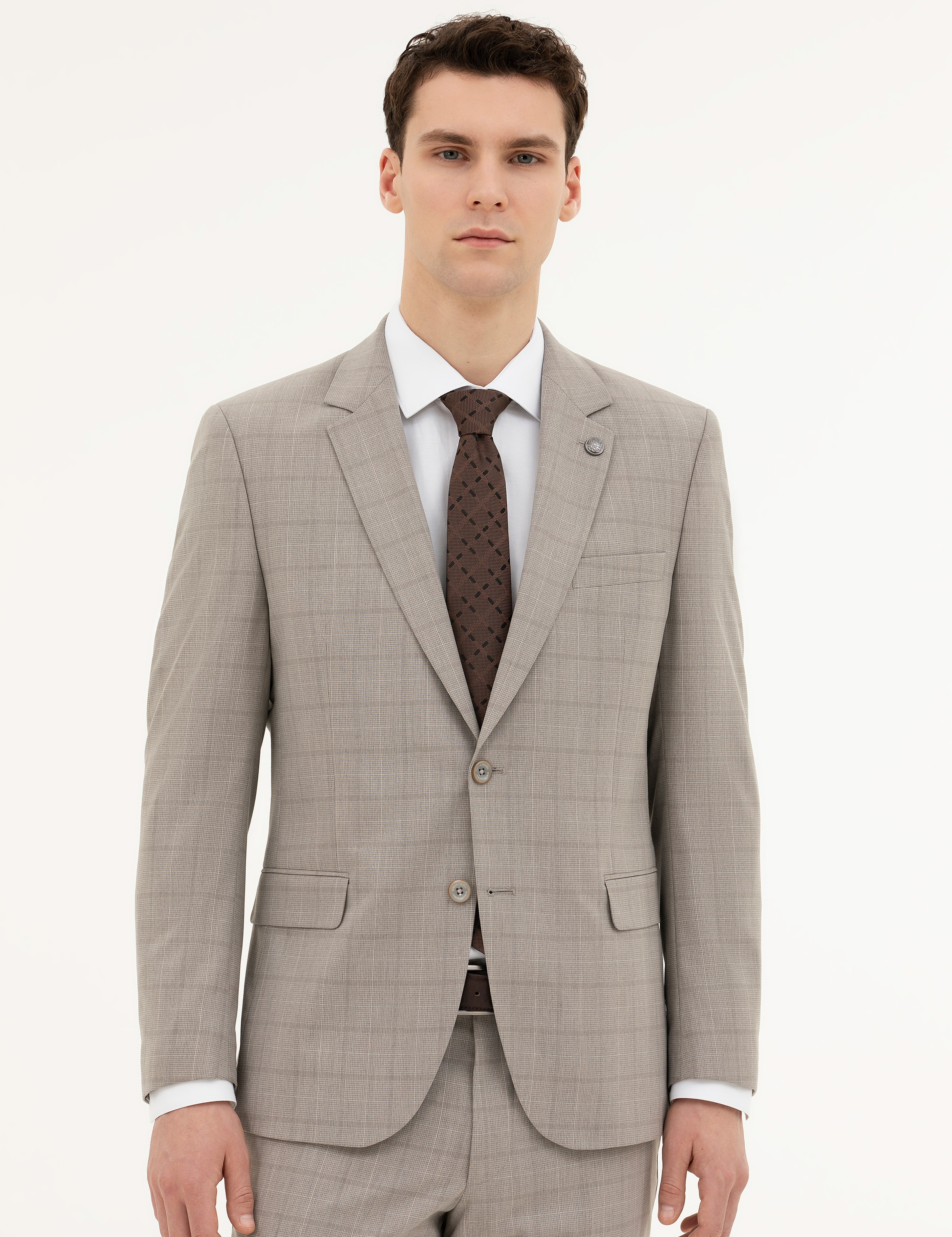 Açık Kahverengi Slim Fit Takım Elbise