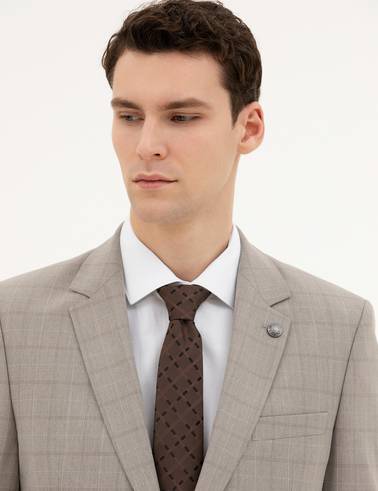 Açık Kahverengi Slim Fit Takım Elbise