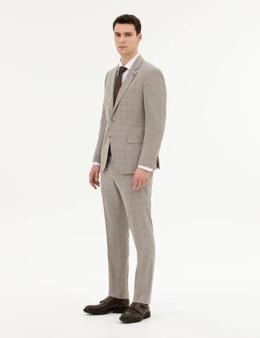Açık Kahverengi Slim Fit Takım Elbise