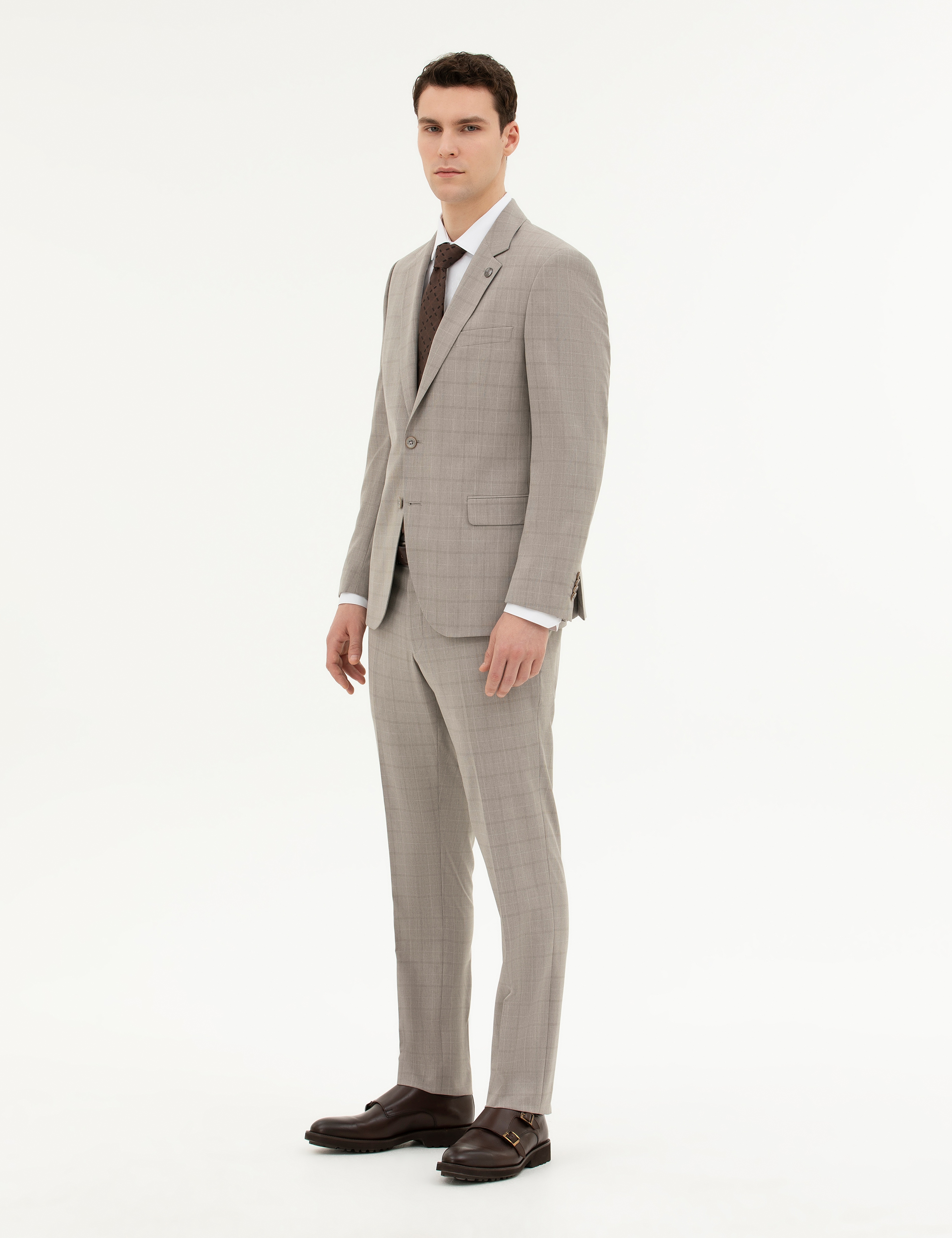 Açık Kahverengi Slim Fit Takım Elbise - Image 4