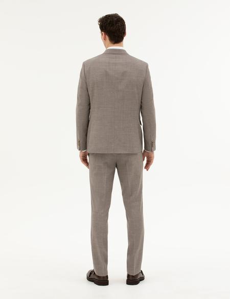 Açık Kahverengi Slim Fit Yün Takım Elbise - 50285271005