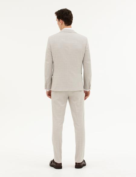 Bej Slim Fit Yelekli Takım Elbise - 50288524026