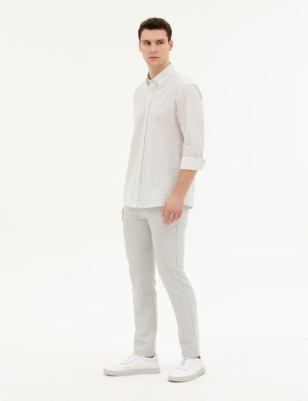 Gri Slim Fit Beli Lastikli Kanvas Pantolon - 50288508143