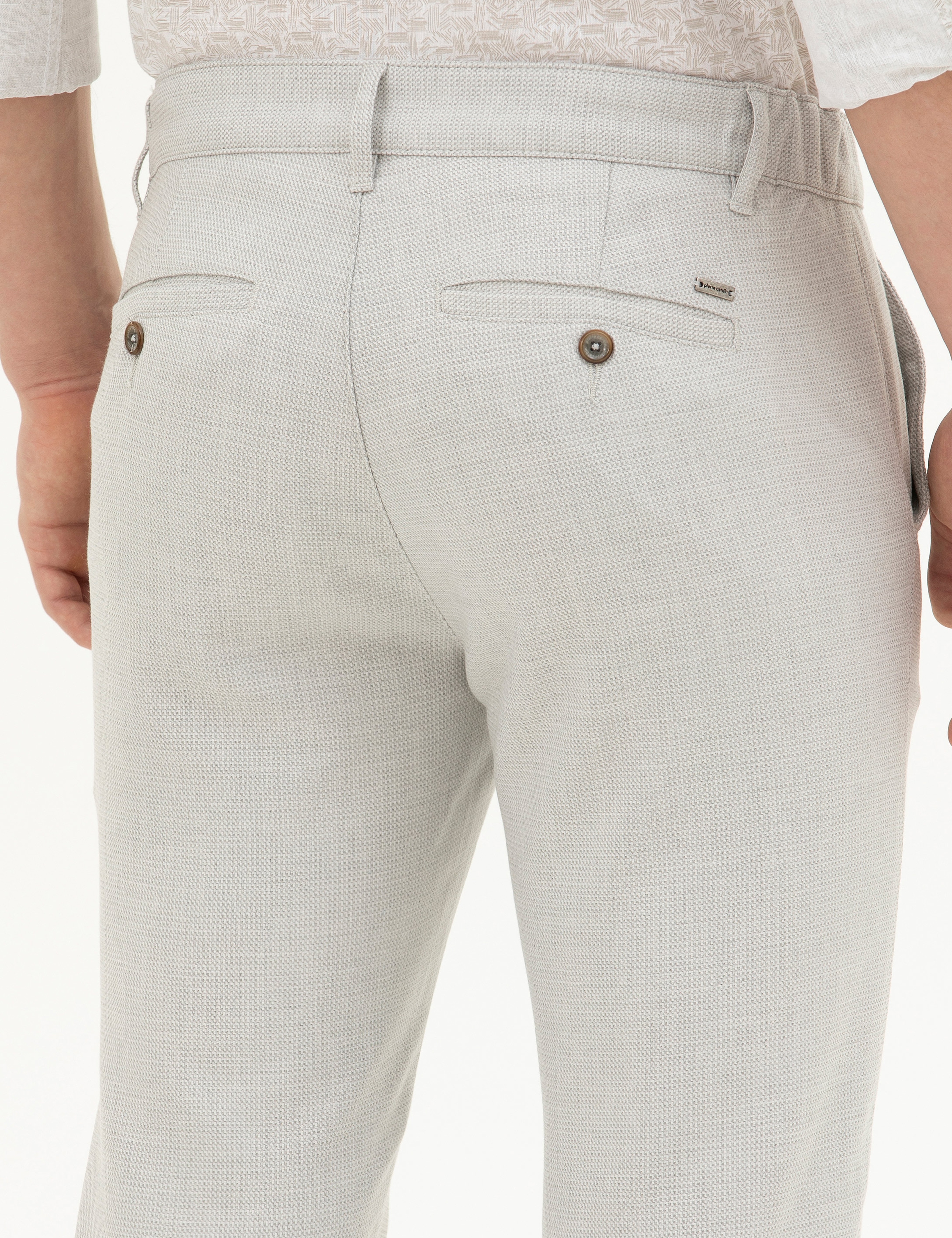 Gri Slim Fit Beli Lastikli Kanvas Pantolon - Image 7