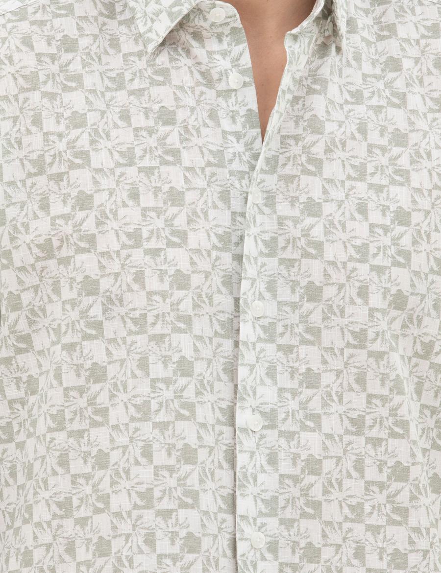 Yeşil Regular Fit Uzun Kollu Gömlek