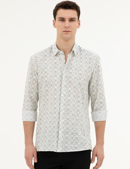 Yeşil Regular Fit Uzun Kollu Gömlek - 50284281018