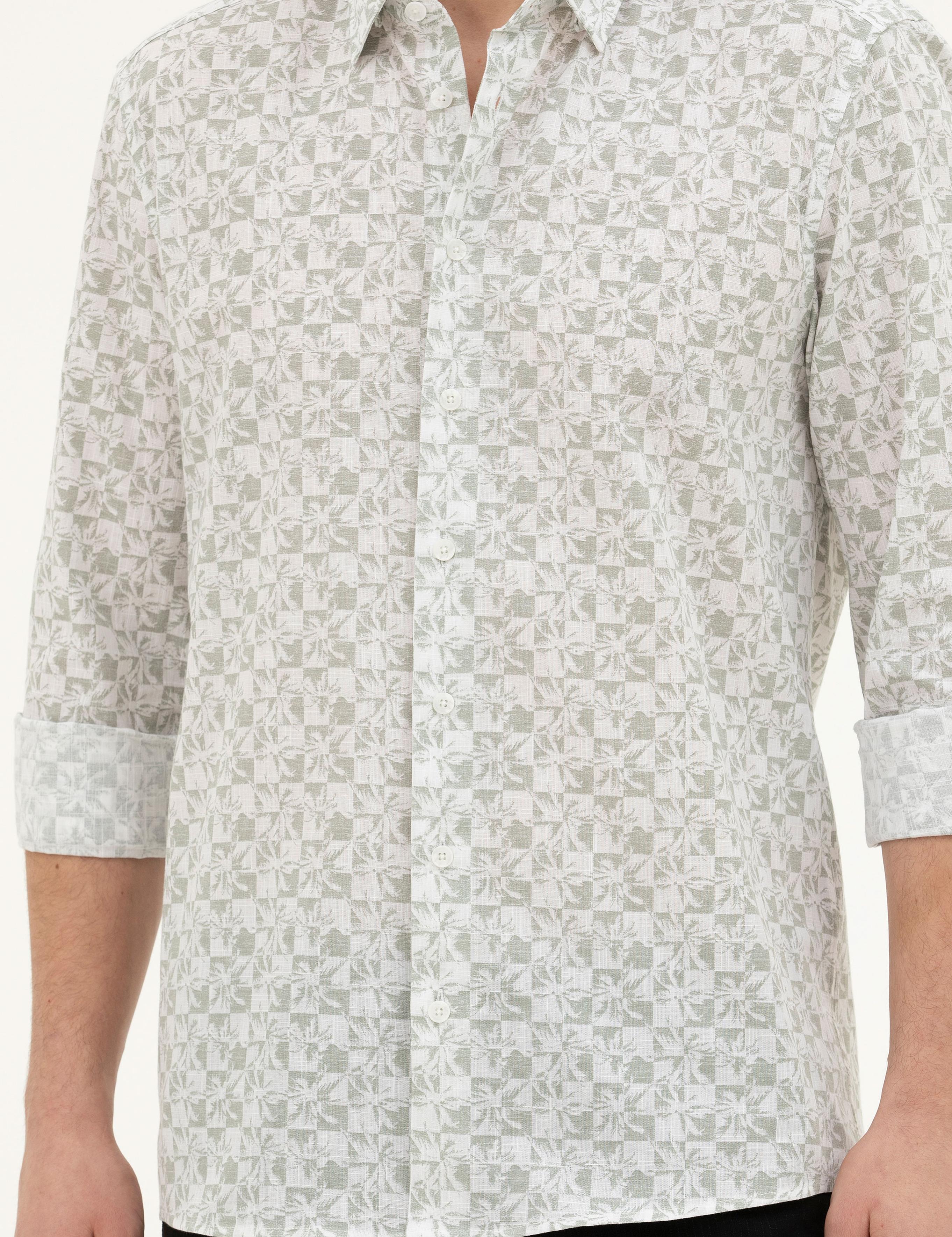 Yeşil Regular Fit Uzun Kollu Gömlek