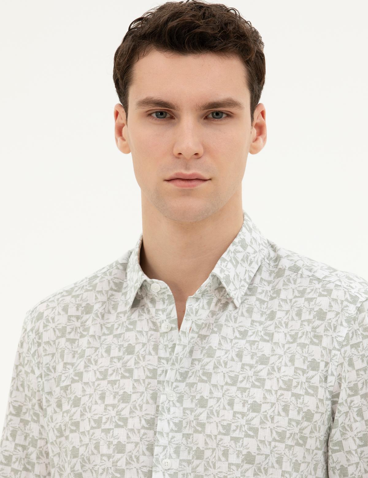 Yeşil Regular Fit Uzun Kollu Gömlek - 50284281018