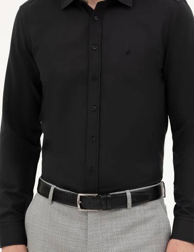 Siyah Slim Fit Uzun Kollu Gömlek