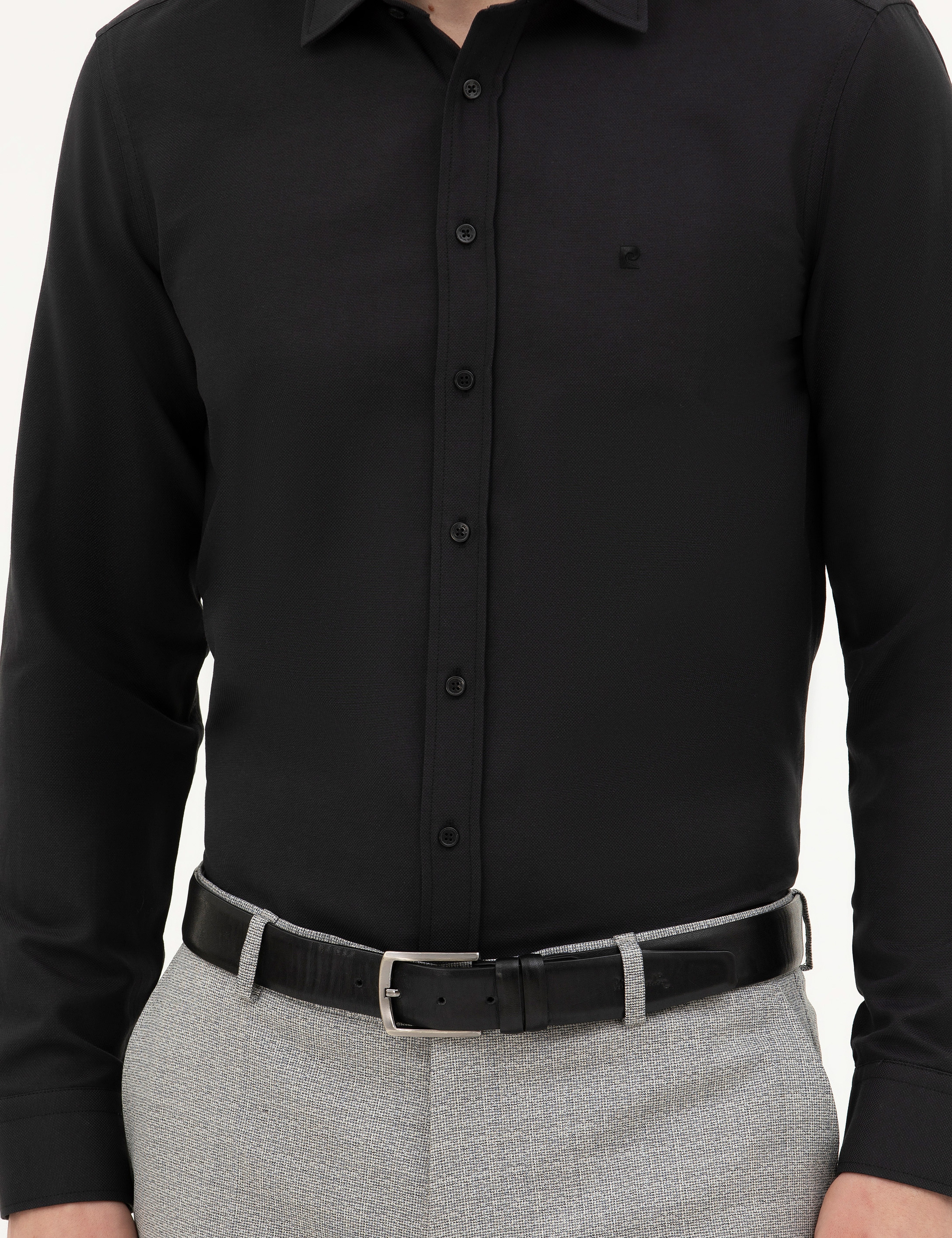 Siyah Slim Fit Uzun Kollu Gömlek - Image 6