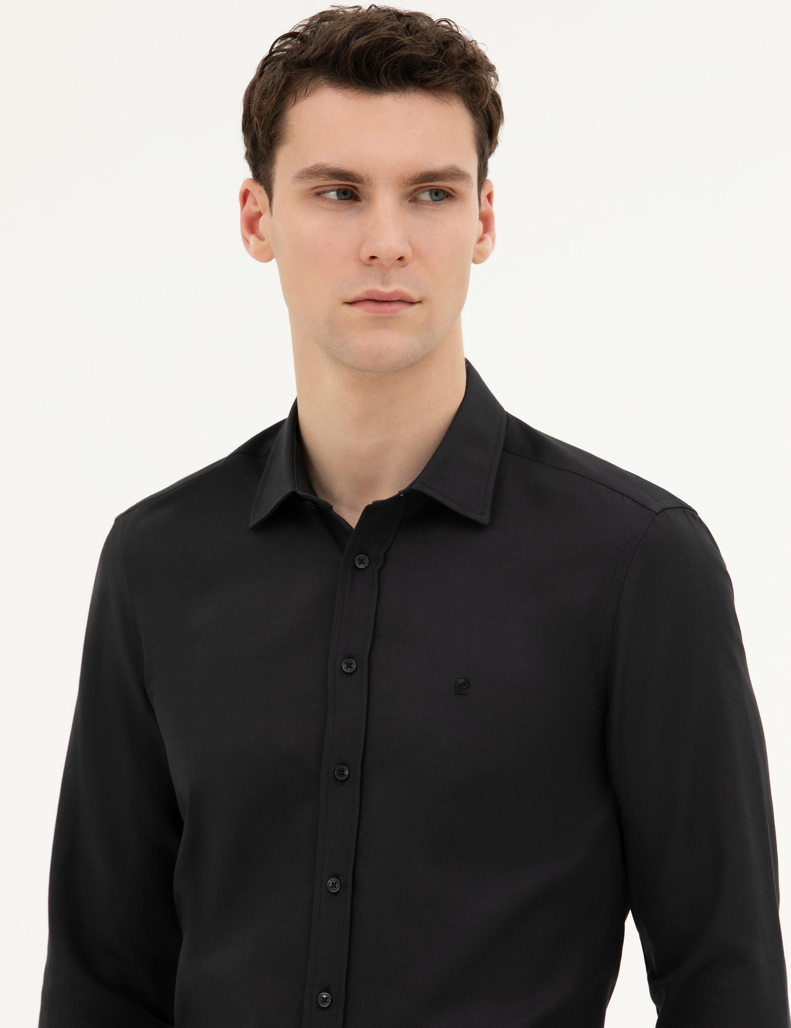 Siyah Slim Fit Uzun Kollu Gömlek