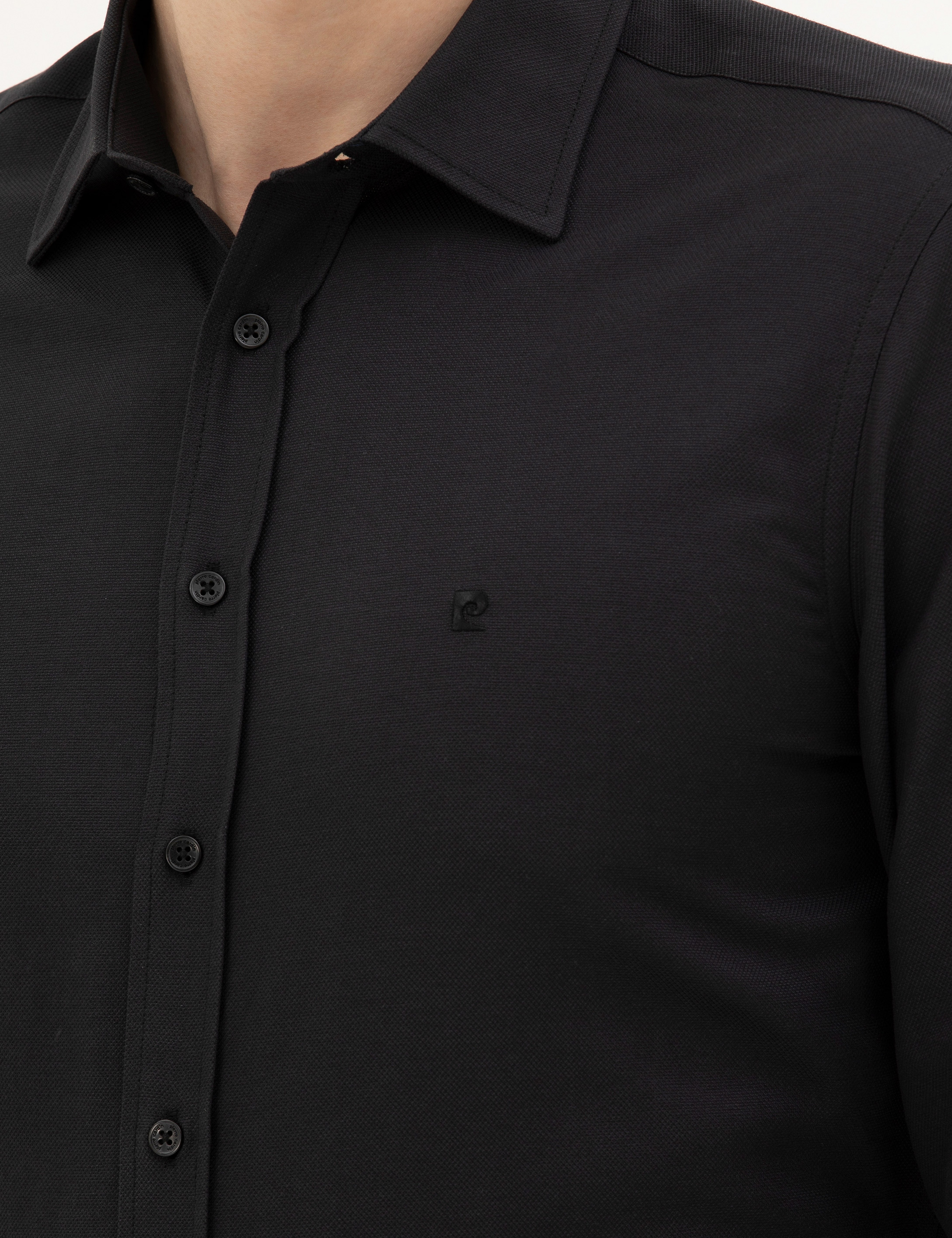 Siyah Slim Fit Uzun Kollu Gömlek - Image 7