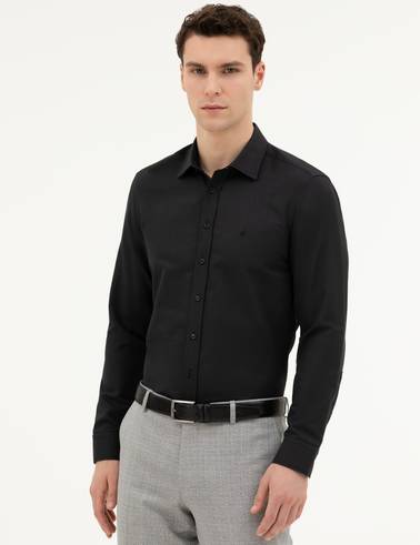 Siyah Slim Fit Uzun Kollu Gömlek
