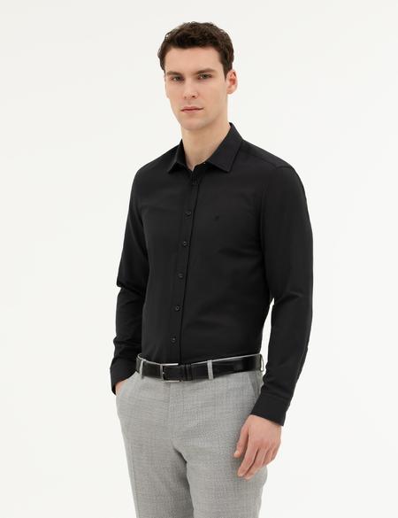 Siyah Slim Fit Uzun Kollu Gömlek - 50285594016