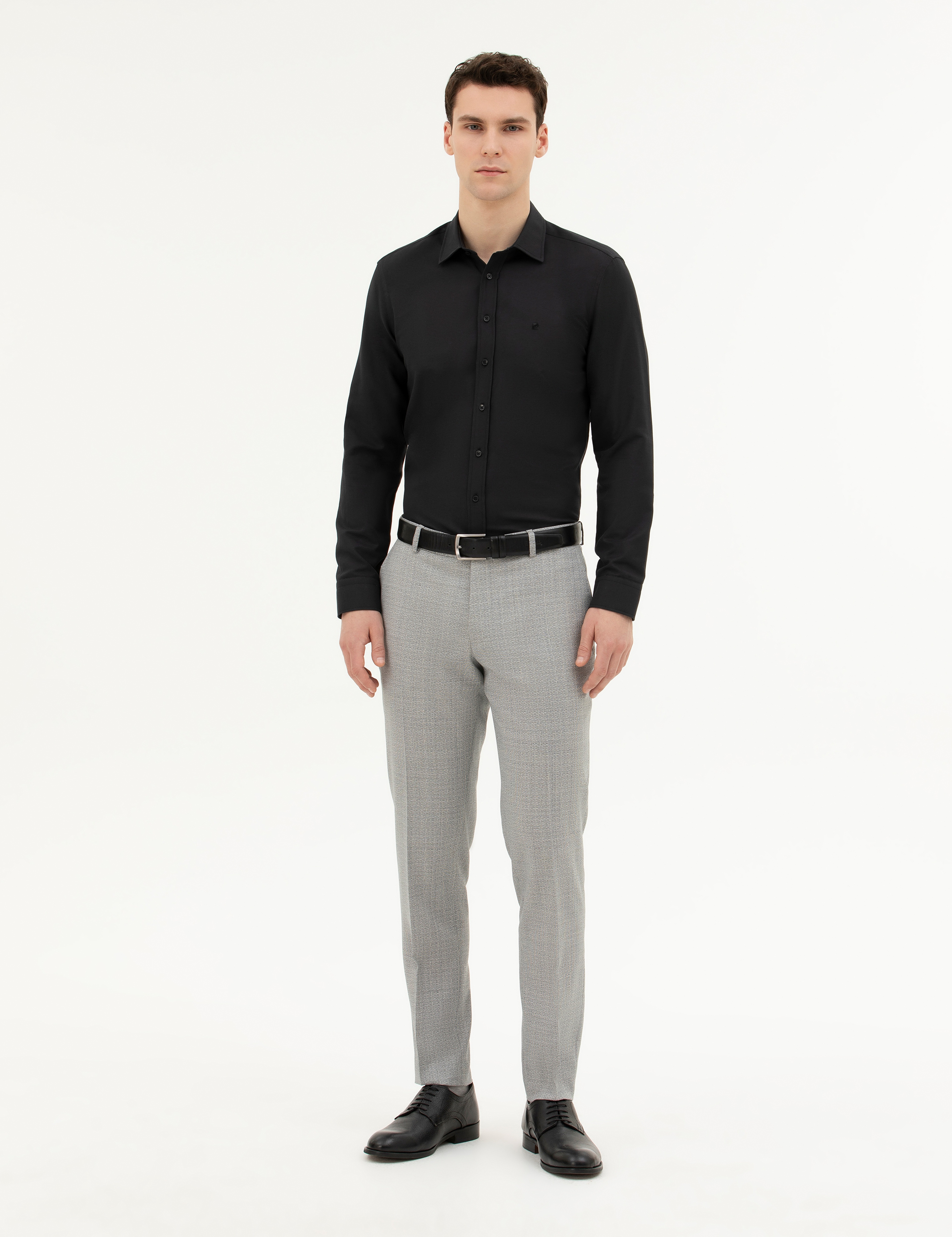 Siyah Slim Fit Uzun Kollu Gömlek - Image 4