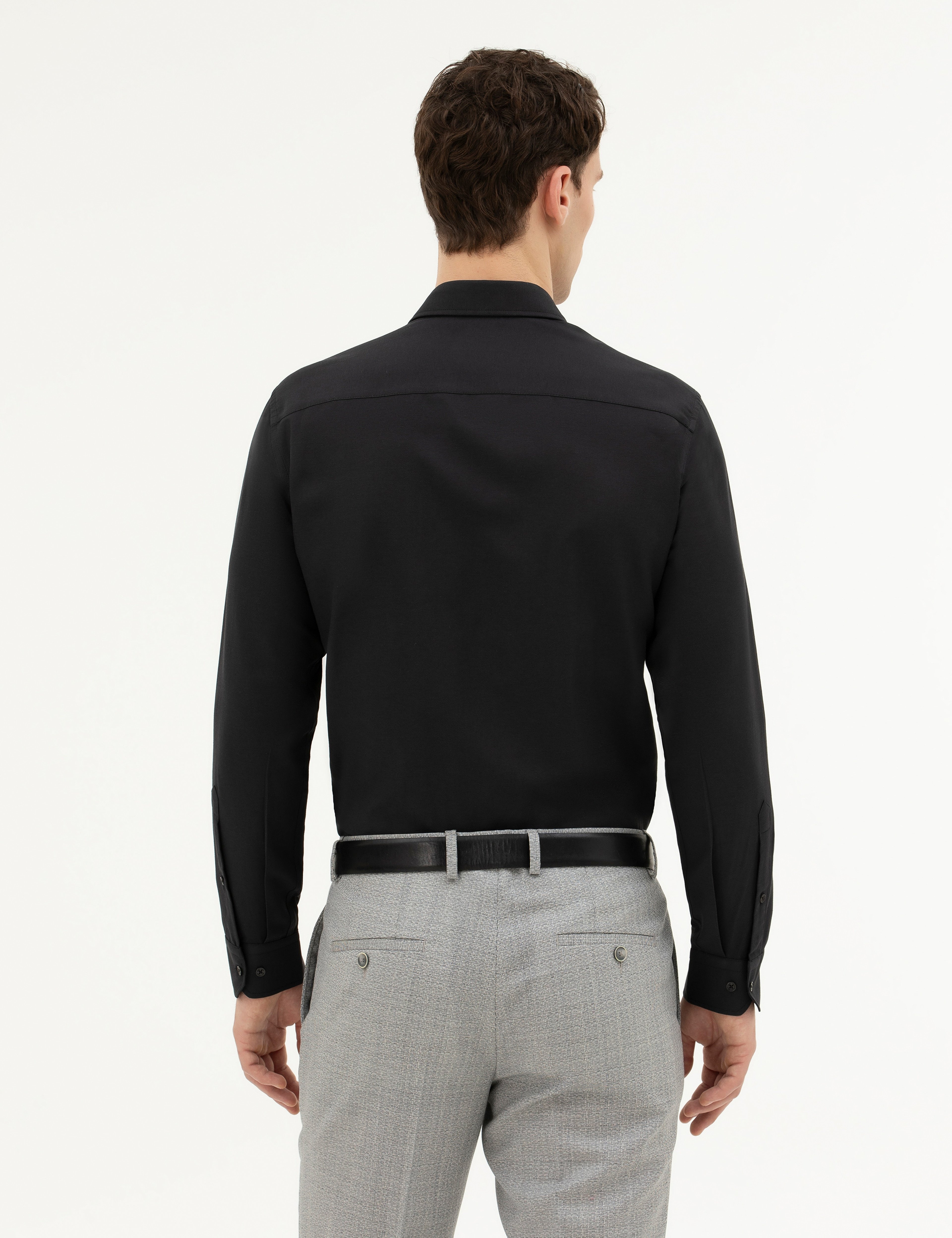Siyah Slim Fit Uzun Kollu Gömlek