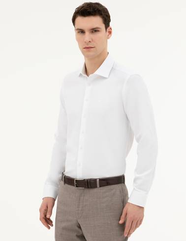Beyaz Slim Fit Uzun Kollu Gömlek