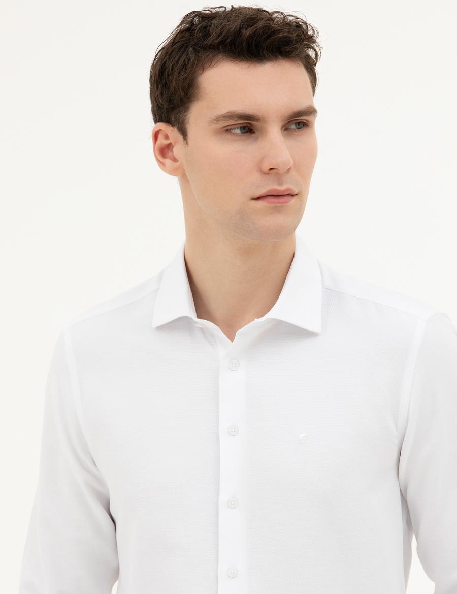 Beyaz Slim Fit Uzun Kollu Gömlek
