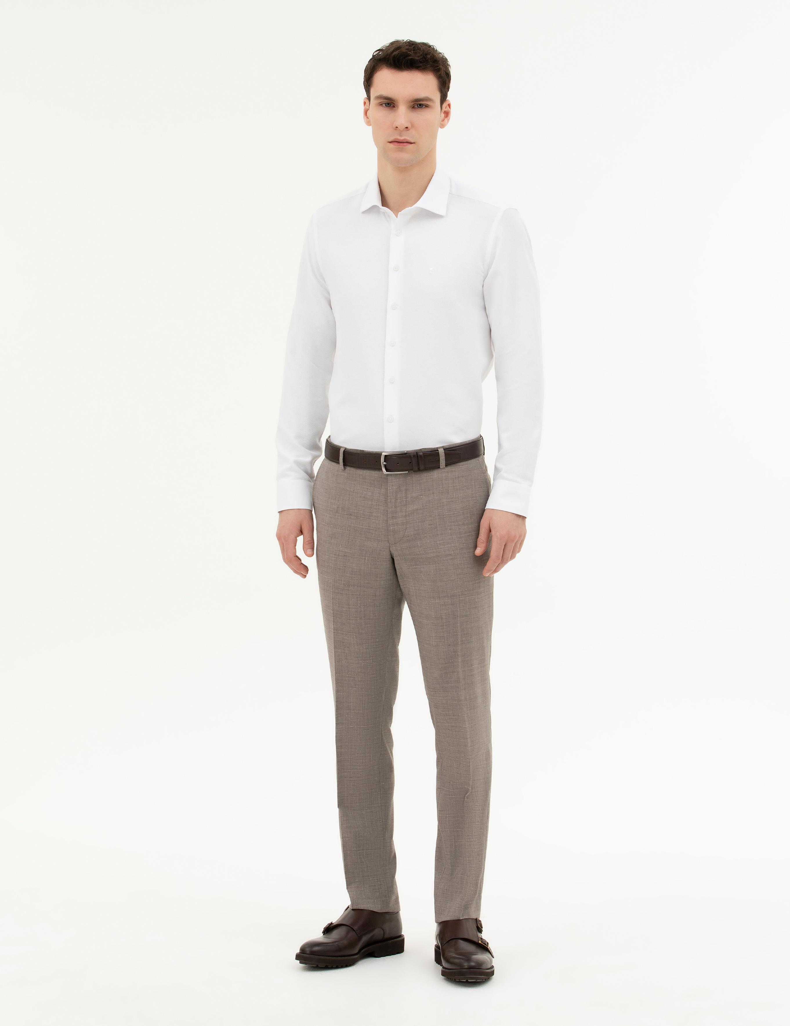 Beyaz Slim Fit Uzun Kollu Gömlek